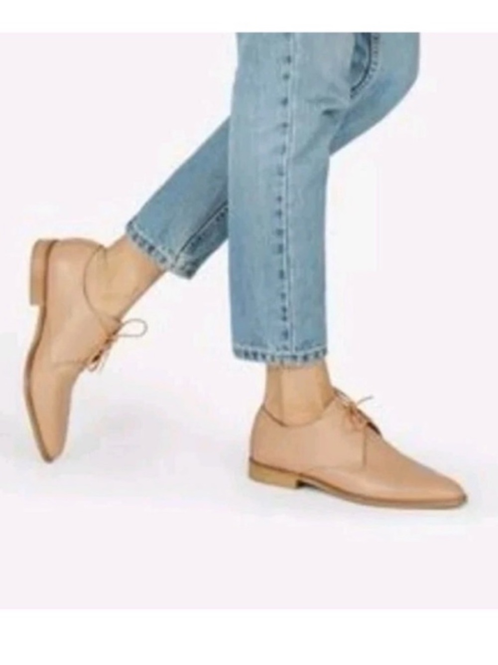 Everlane Leather Lace-Up Modern Oxford in Nude blush made in Italy